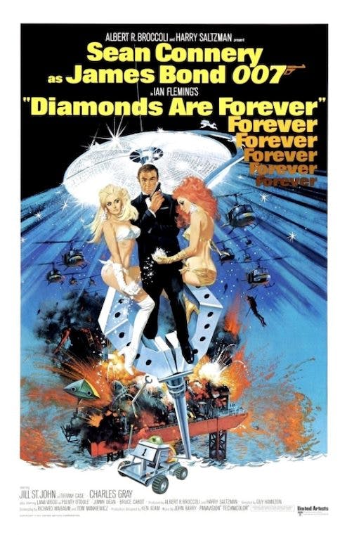 James Bond Diamonds Are Forever Sean Connery 007 Poster Art