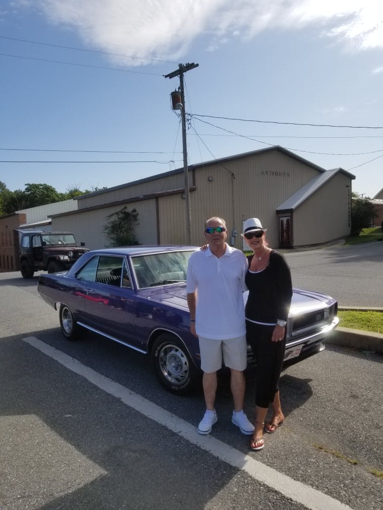 Diane Parker and brother 1970 Dodge Dart Plum Crazy Purple
