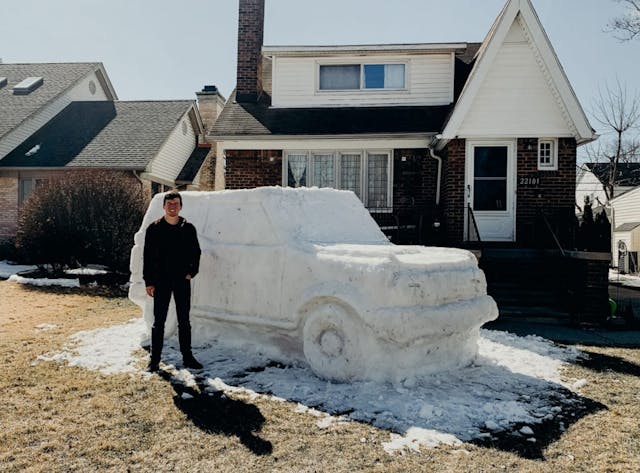 New Ford Bronco Snow Sculpture and Jacob