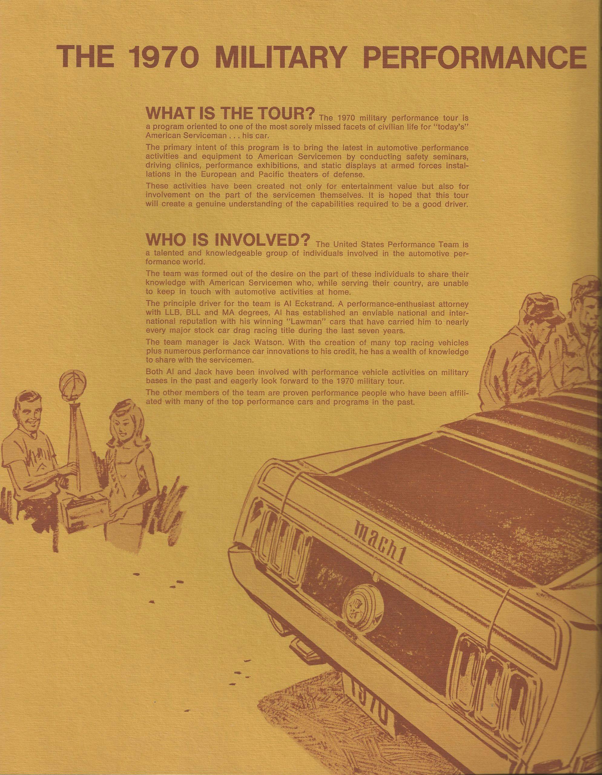 1970 Military Performance Tour literature what and who