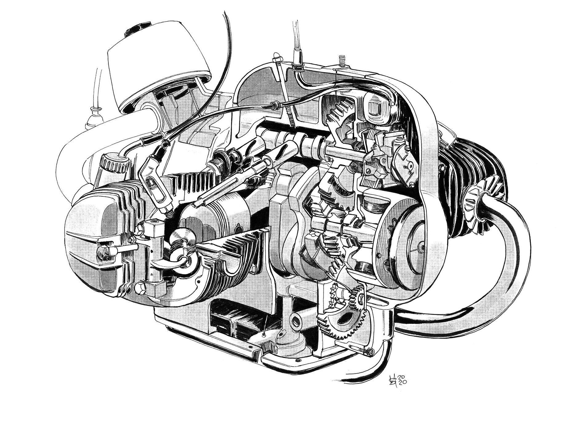 BMW R69S illustration engine