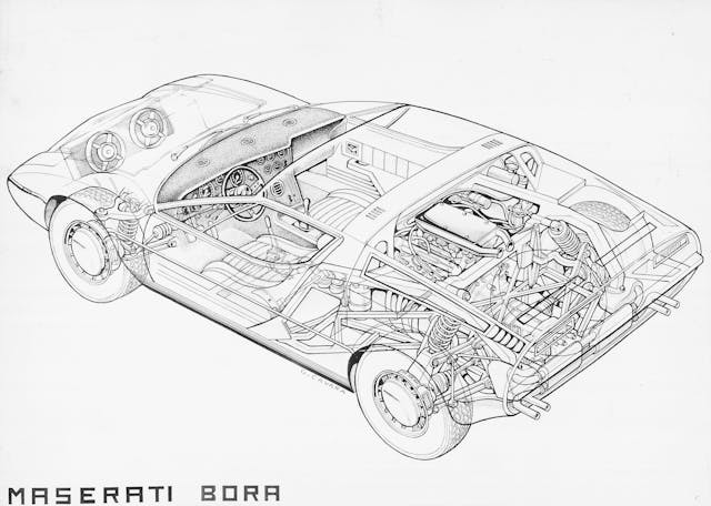 Maserati Bora schematic design drawing