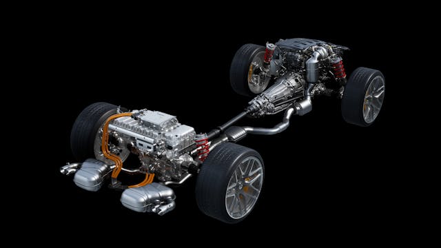 Mercedes-AMG Electrification four-cylinder drivetrain diagram