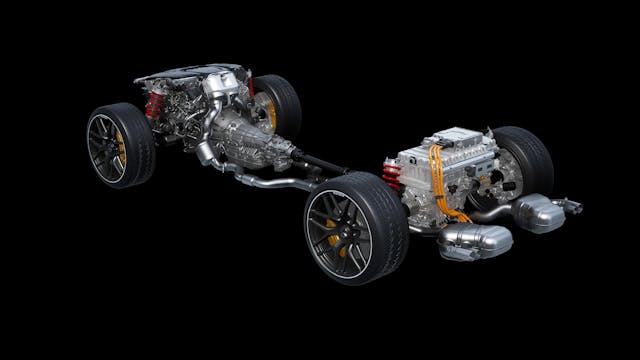 Mercedes-AMG Electrification V-8 drivetrain diagram