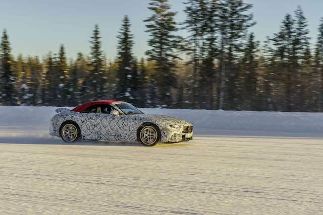 Mercedes SL winter testing single car side profile