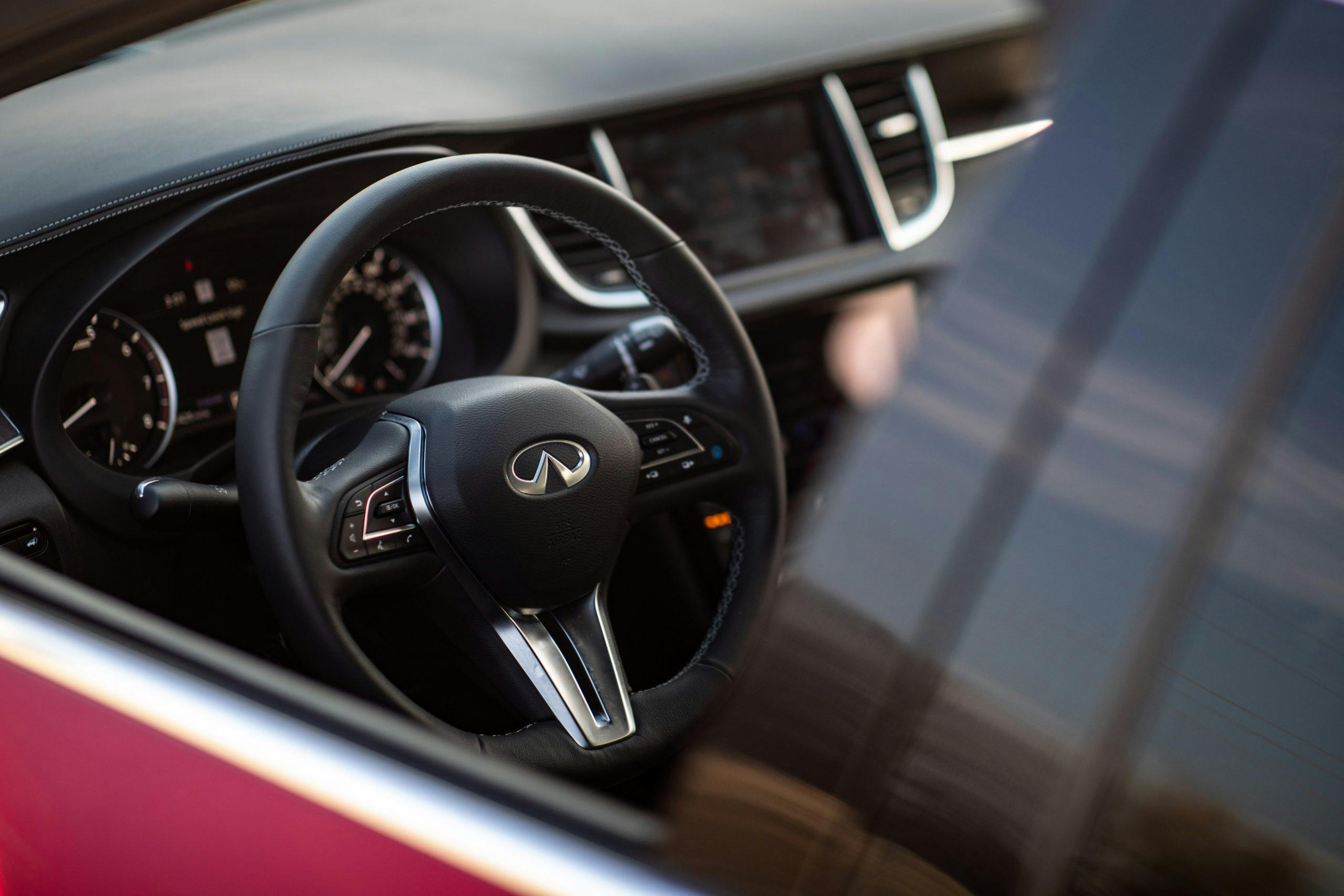 2022 Infiniti QX55 interior tachometer interior steering wheel window