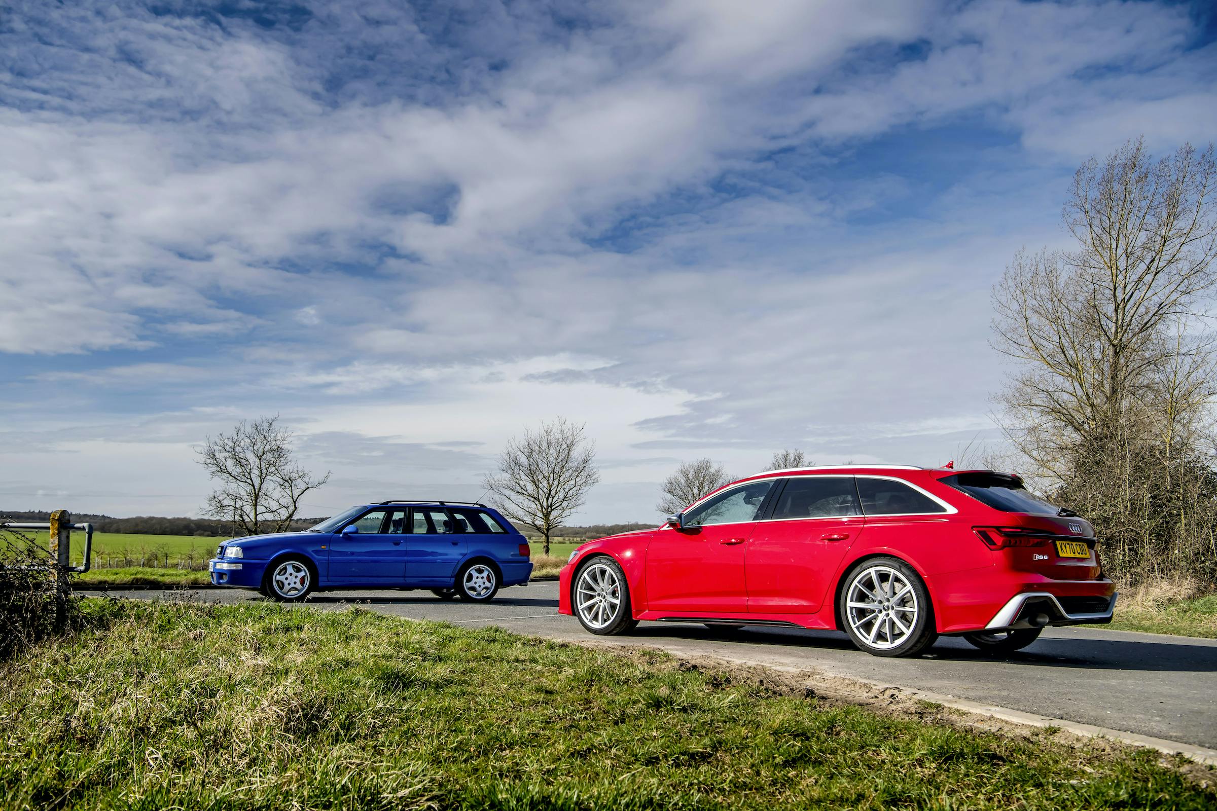Audi RS2 and RS6 rear three-quarter countryside