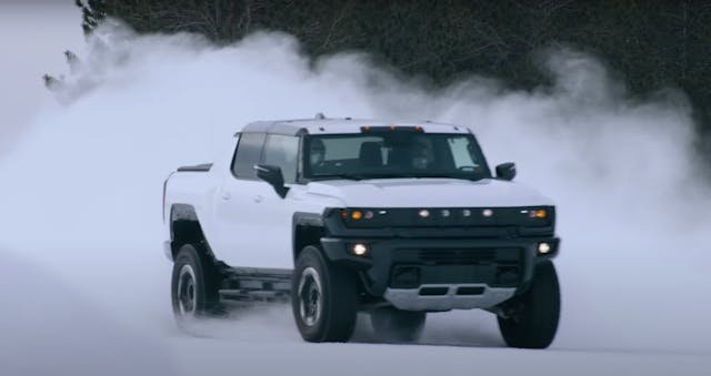 Hummer EV pickup winter testing front camo