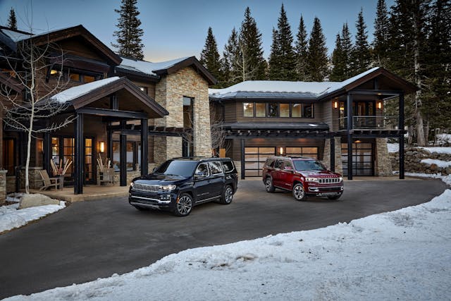 2022 Wagoneer and Grand Wagoneer in front of house