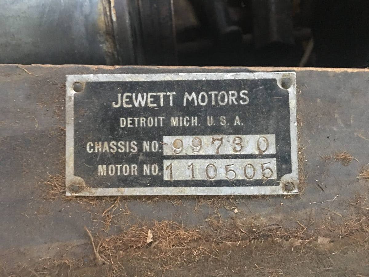 1925 Jewett chassis motor numbers plate placard
