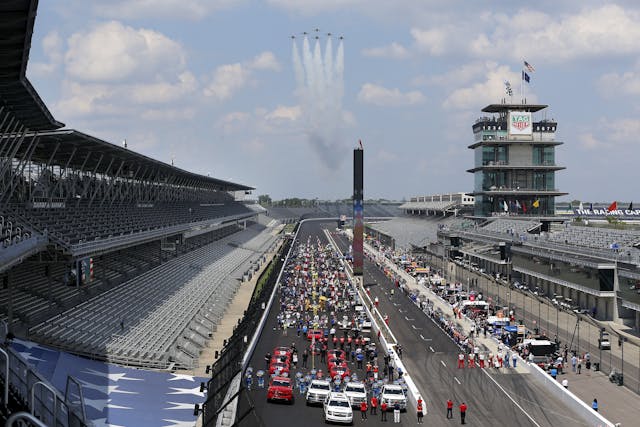 Air Force Thunderbirds fly over track indy 500