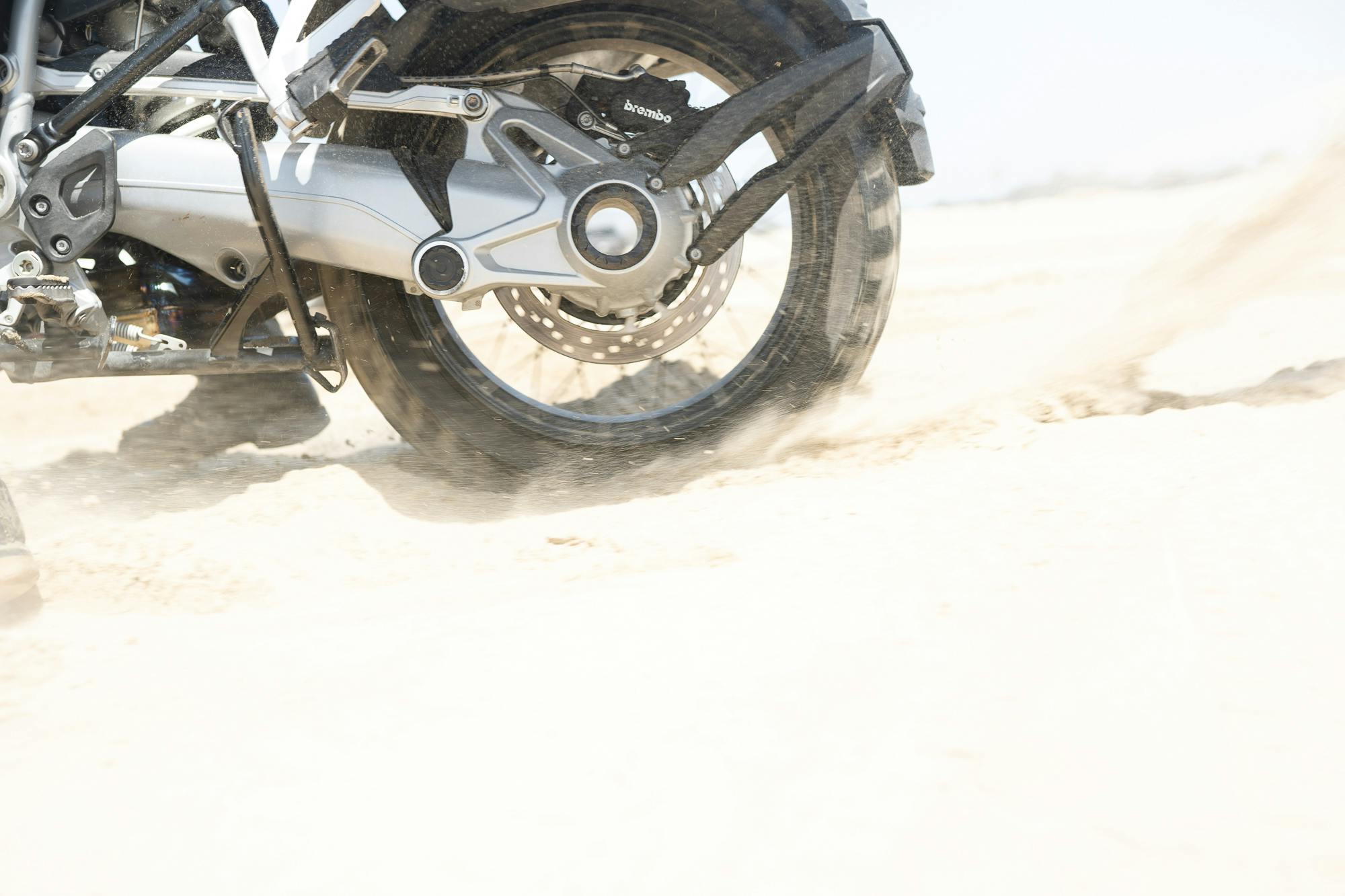 2021 BMW R1250 GS rear wheel beach sand spray action
