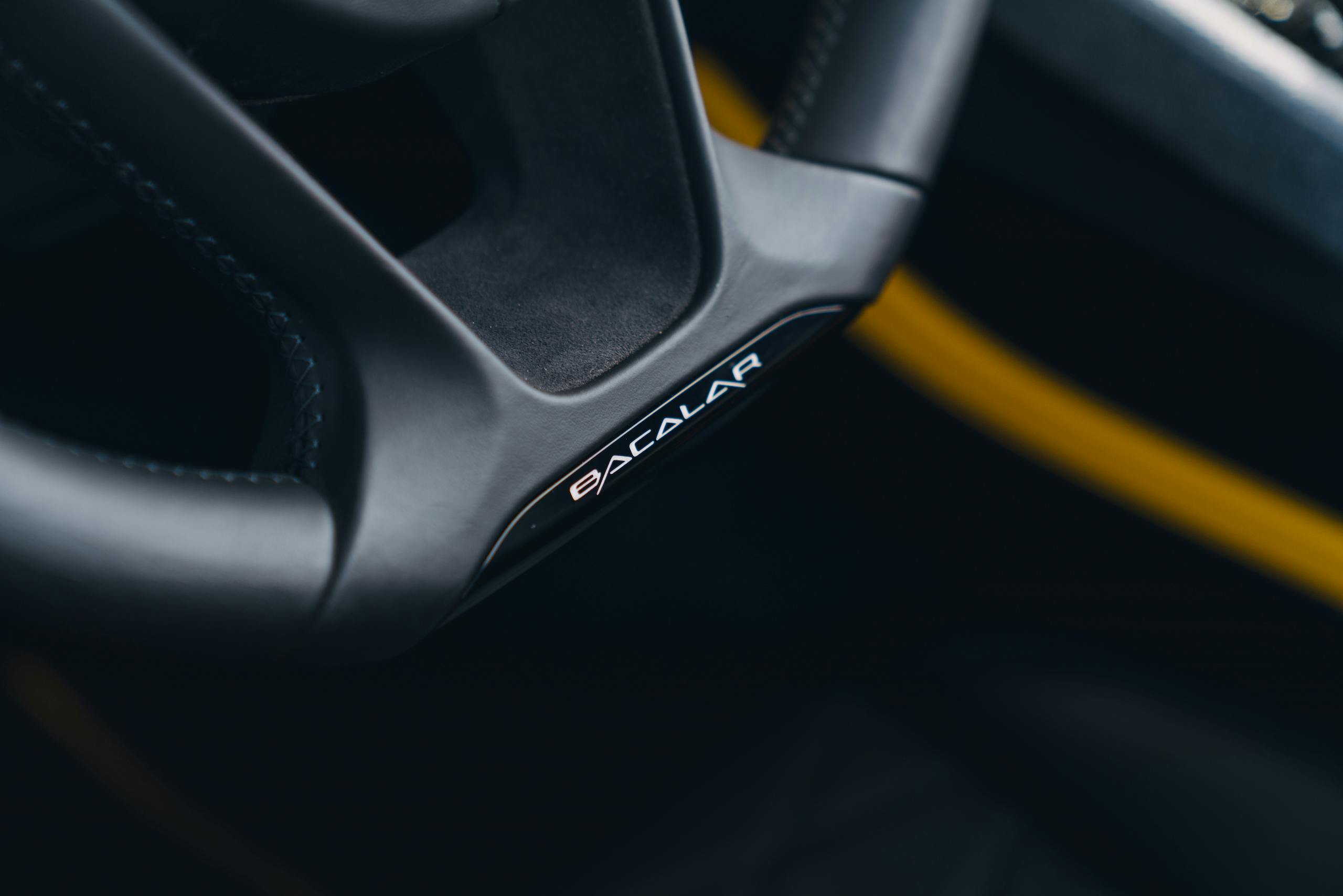2021 Bentley Bacalar interior steering wheel lower name detail