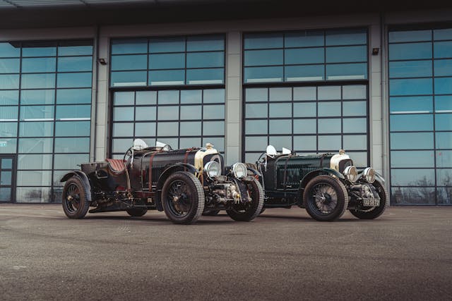 Blower Bentley front three-quarter side by side