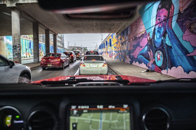 2021 Jeep Wrangler 4xe under an overpass