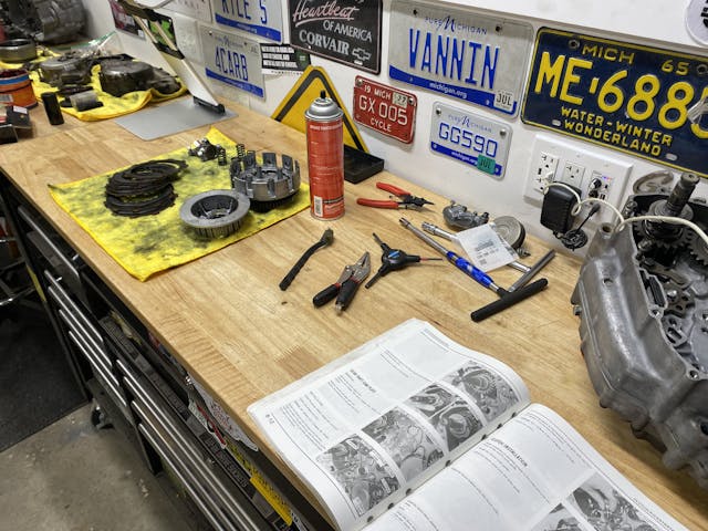 motorcycle engine parts on table