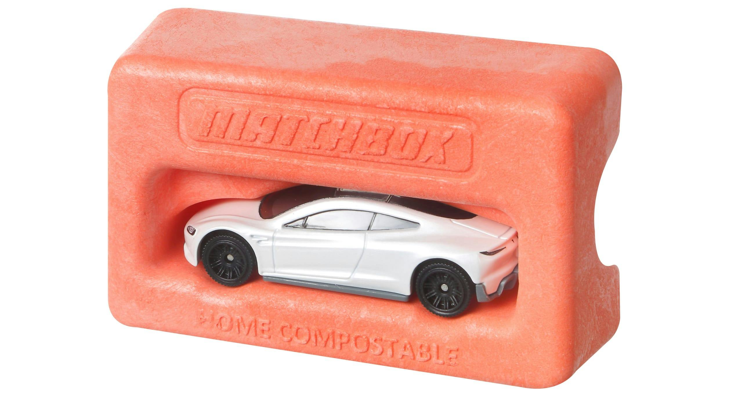 Matchbox die cast tesla roadster compostable packaging