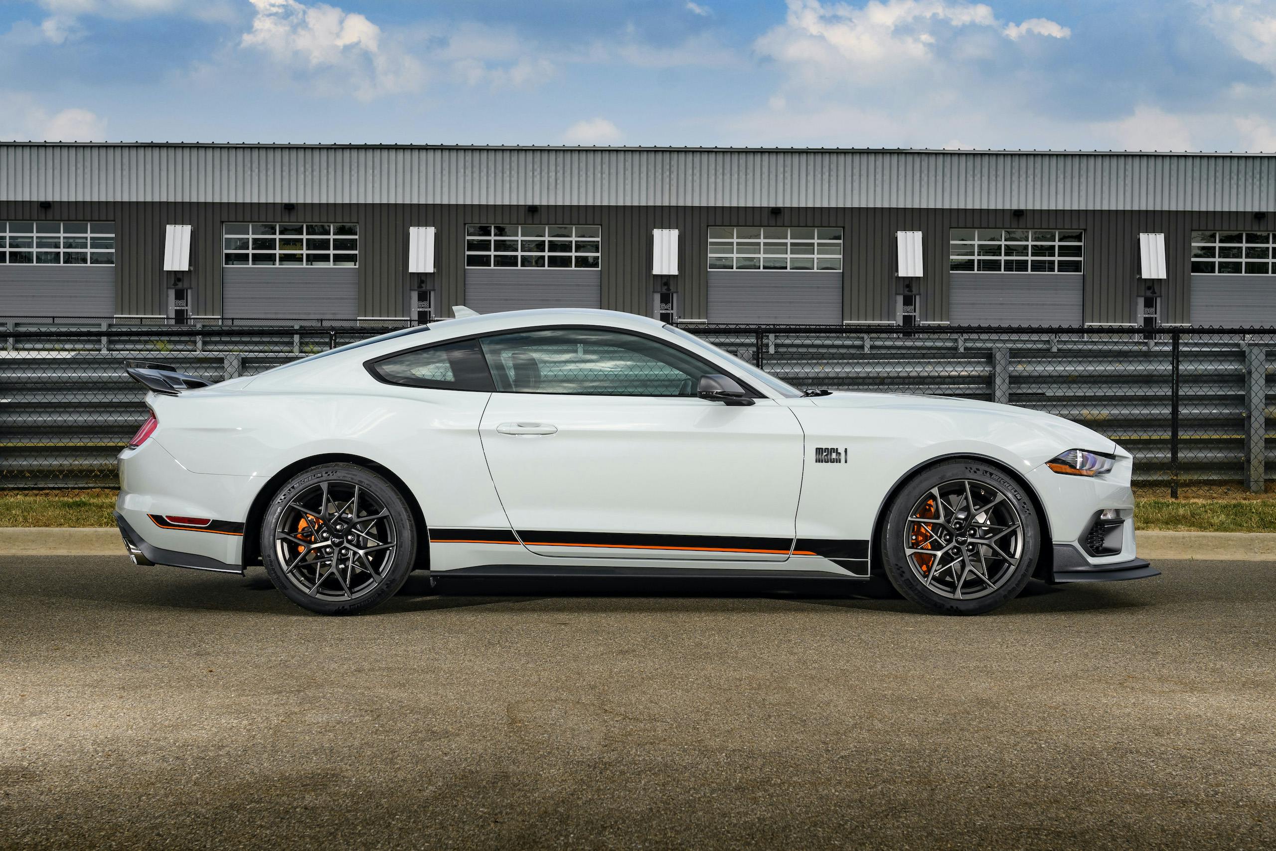 2021 Mustang Mach 1 white side profile
