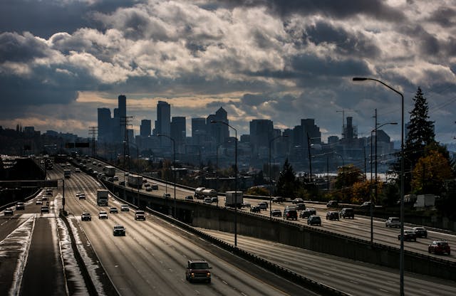 Seattle Interstate and city skyline