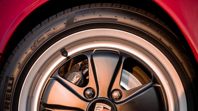 Pirelli tire on porsche close up