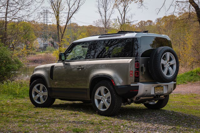 2021 Land Rover Defender 90 First Edition rear three-quarter