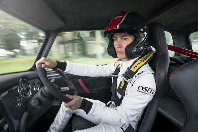 Jack Aitken driving the Mini Remastered Oselli Edition.