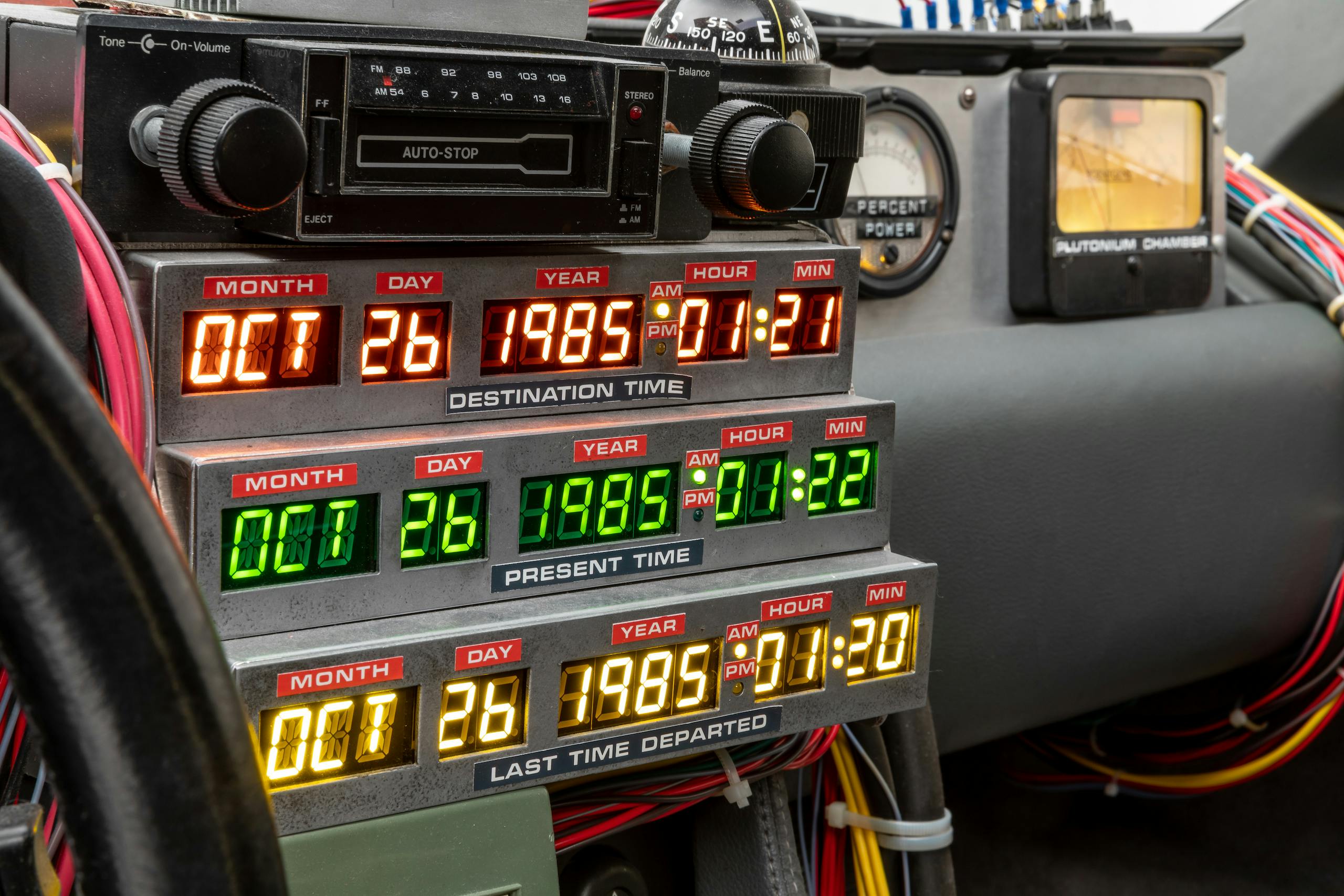 Back to Future DeLorean interior time