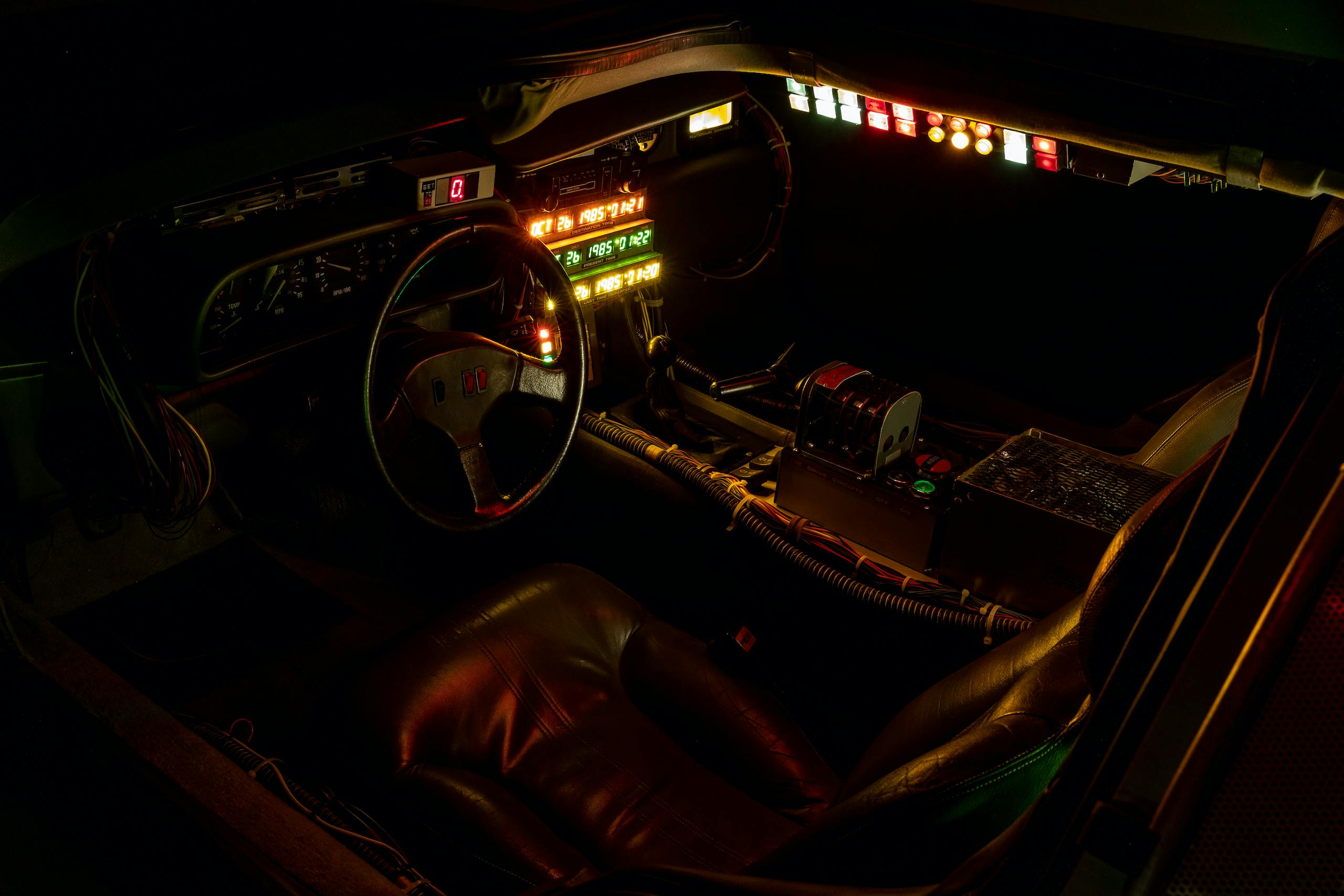 Back to Future DeLorean interior night