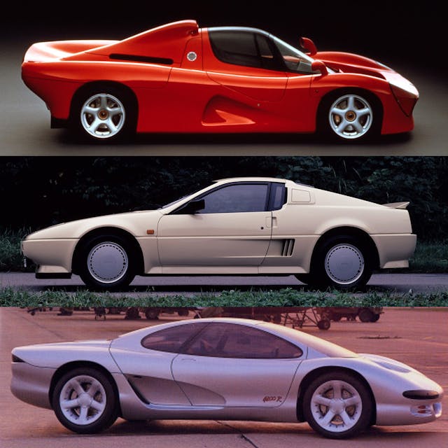 From top to bottom: Yamaha OX99-11 side, Nissan MID4 side and Isuzu 4200R