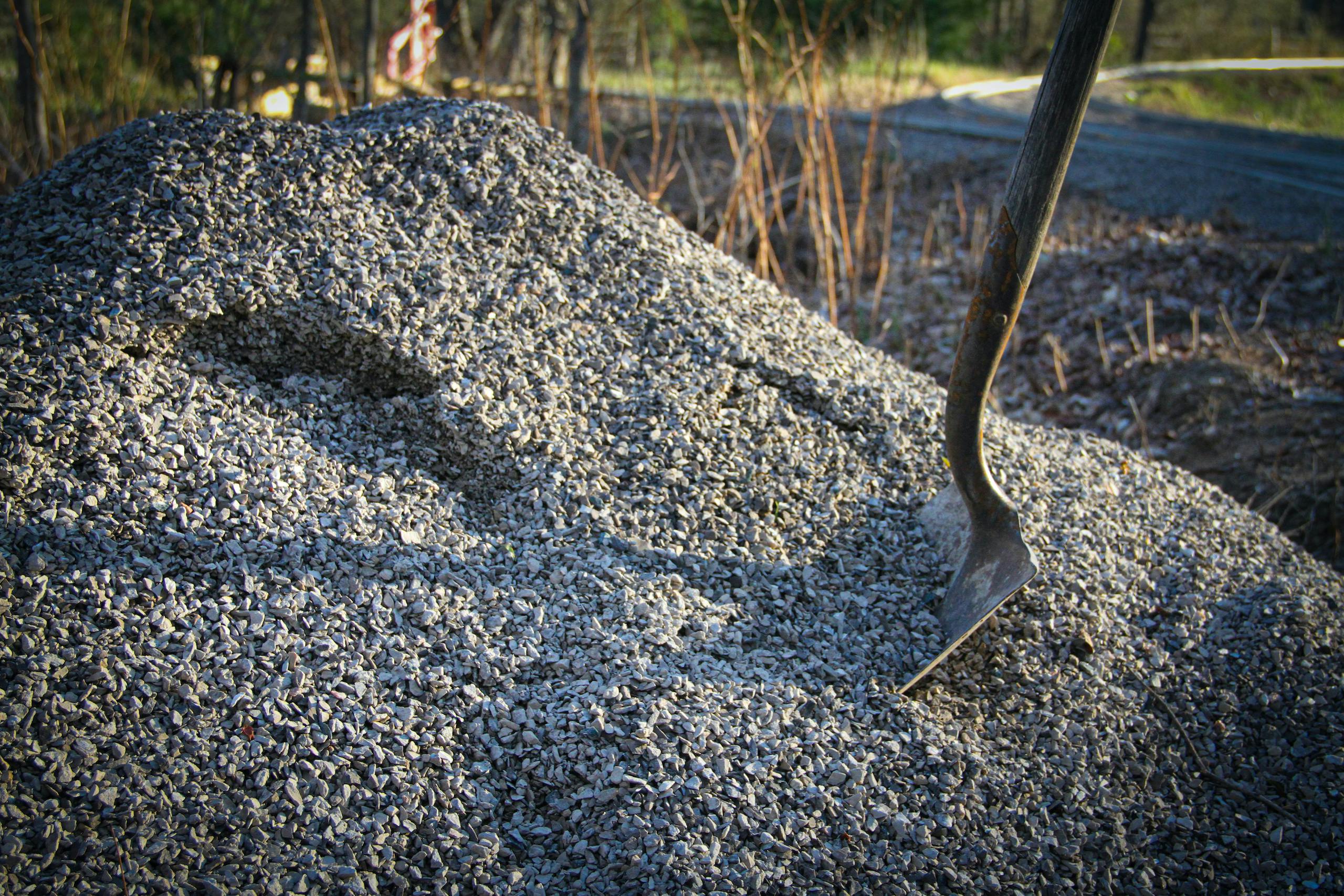 outdoor railroad gravel rock pile