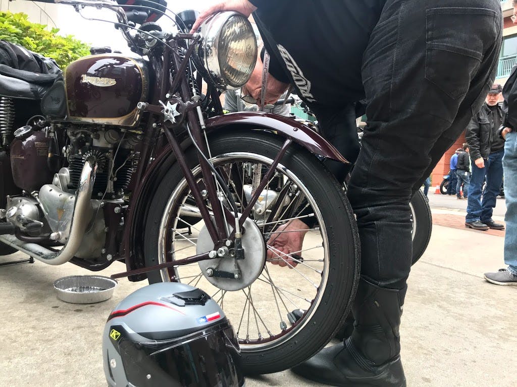 pre-war motorcycle cannonball front wheel maintenance