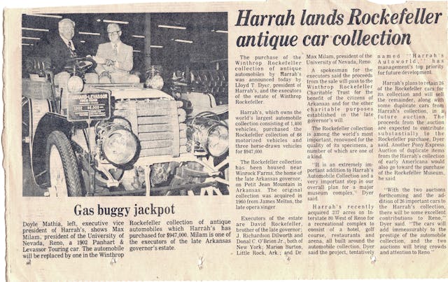 Harrah Lands Rockfeller Collection