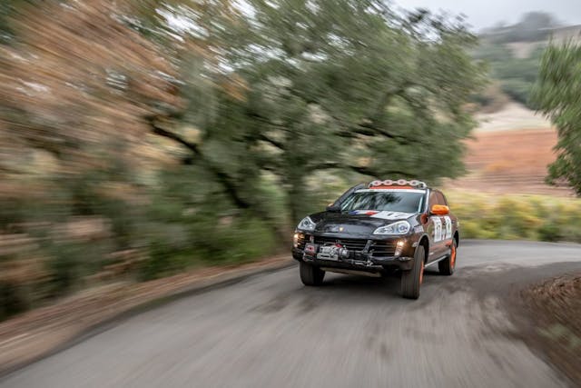 Porsche Cayenne road climb action