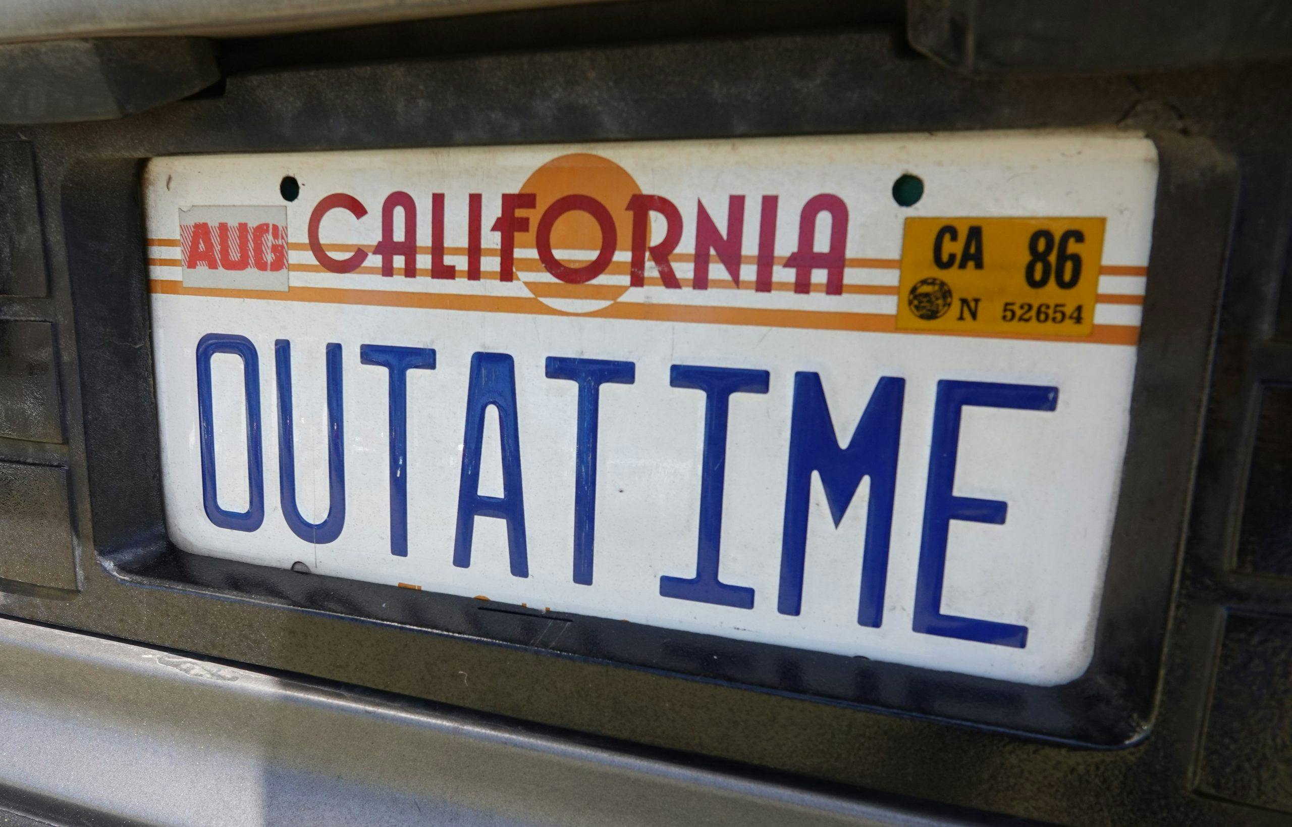 Time Machine - OUTATIME license plate