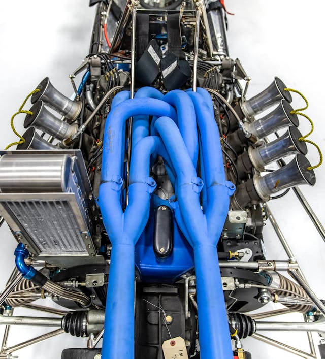 Turn 4 Restorations engine blue pipes