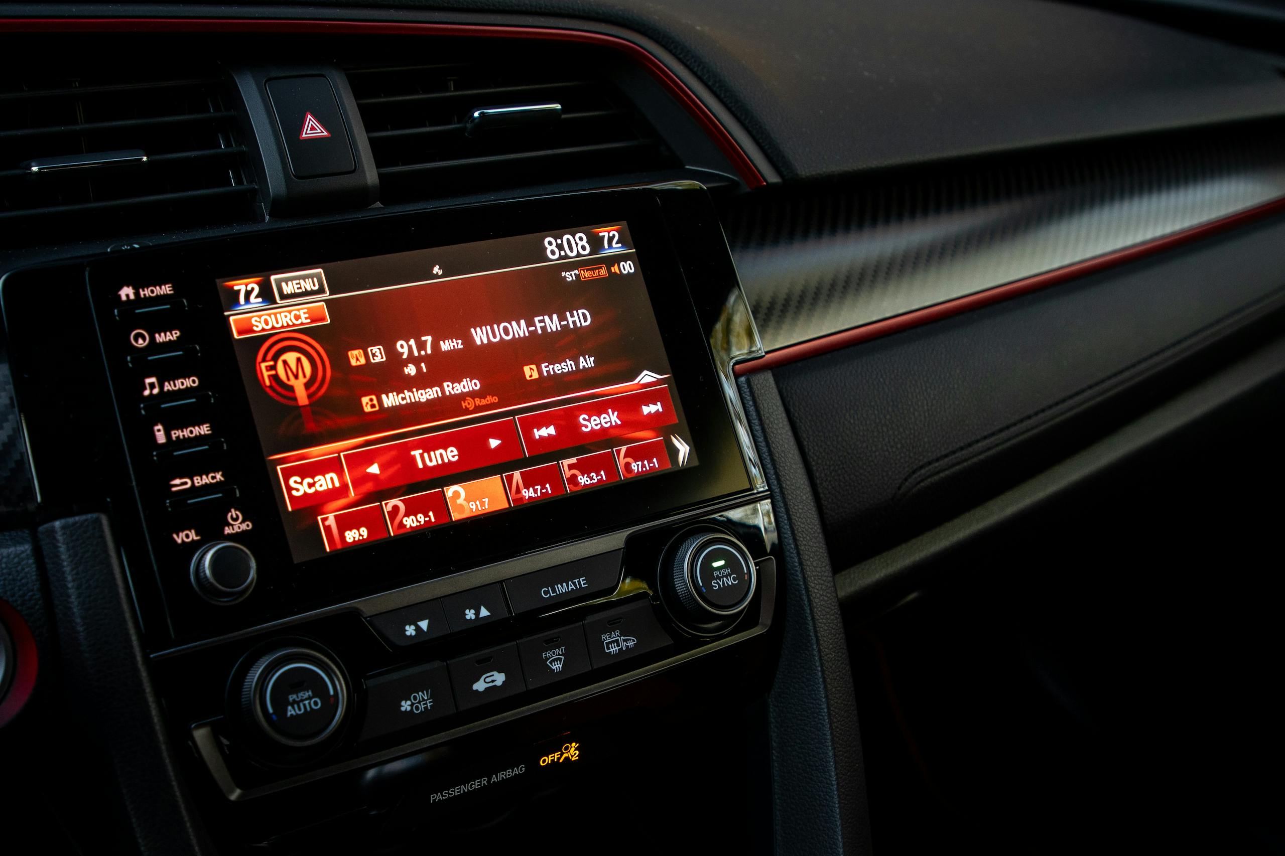 2020 Honda Civic Type R interior infotainment detail