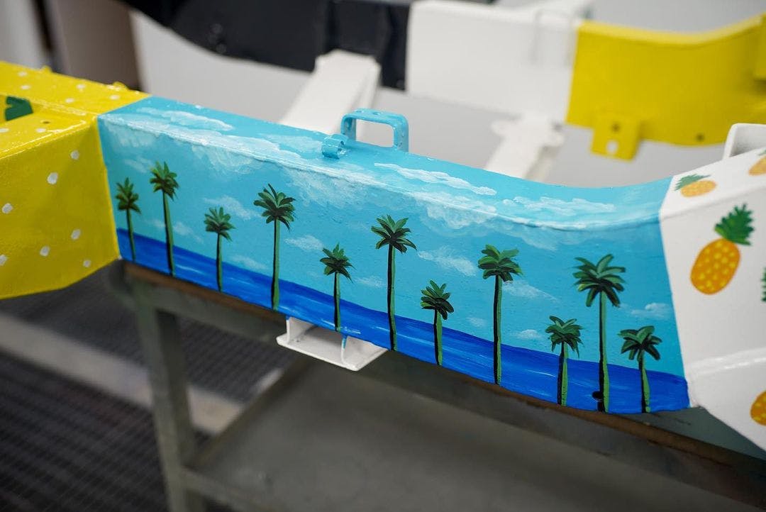 Custom Land Rover palm tree sky hand painted