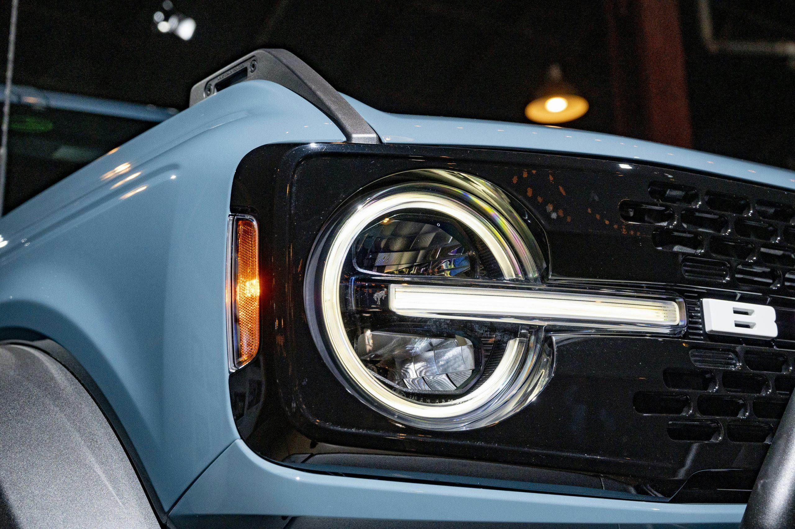 2021 Ford Bronco headlight closeup