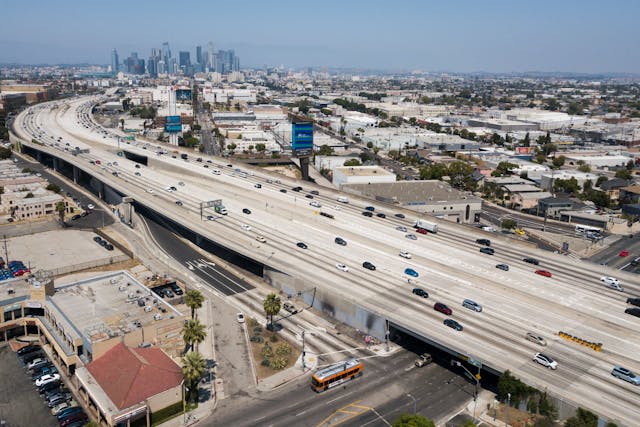 110 Freeway approaching the downtown Los Angeles