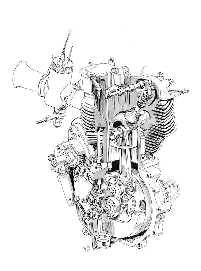 DBD34 cutaway engine internals