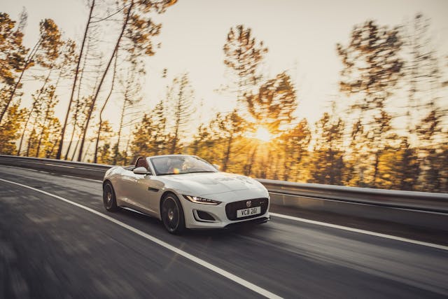 2022 Jaguar F-TYPE R-Dynamic P450 RWD Fuji White rolling