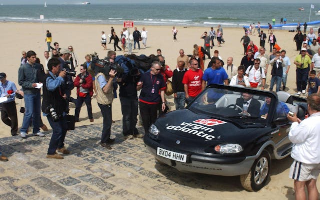 Sir Richard Banson drives ashore France