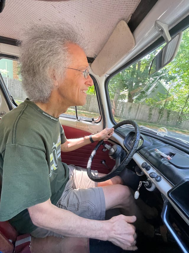 Subaru 360 interior driving action