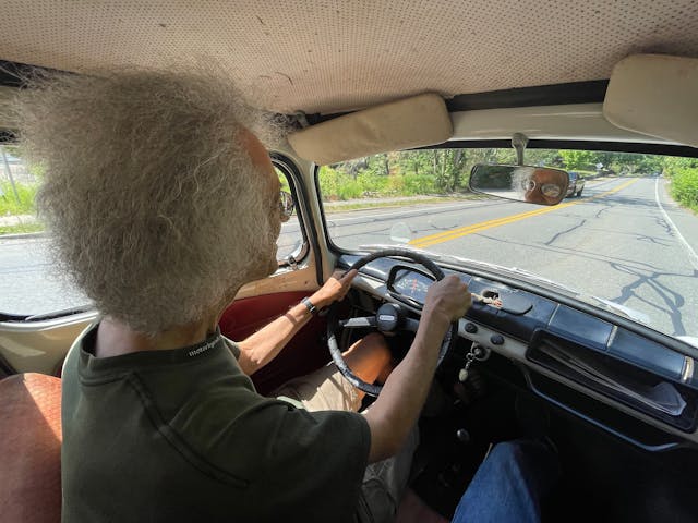 Subaru 360 interior driving action