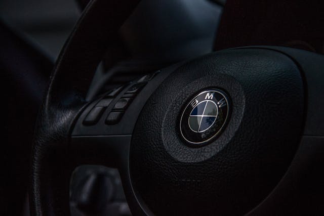 Old BMW Steering Wheel closeup