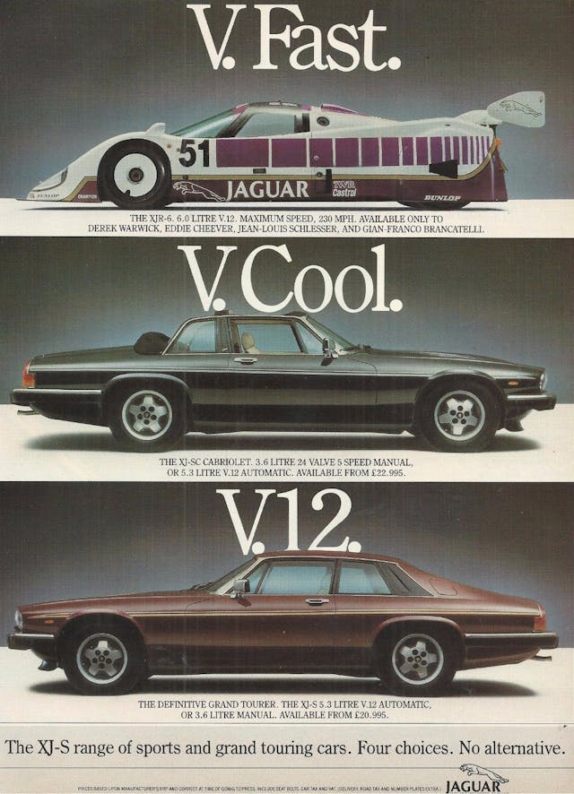 Jaguar v12 vintage ad