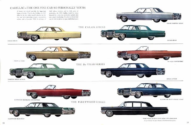 1965 Cadillac model lineup