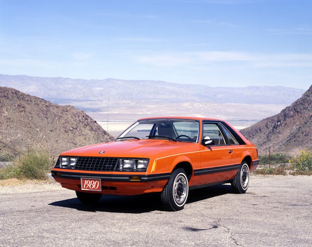 1980 Orange Mustang front three-quarter