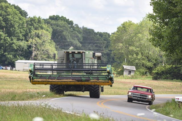 passing farm equipment