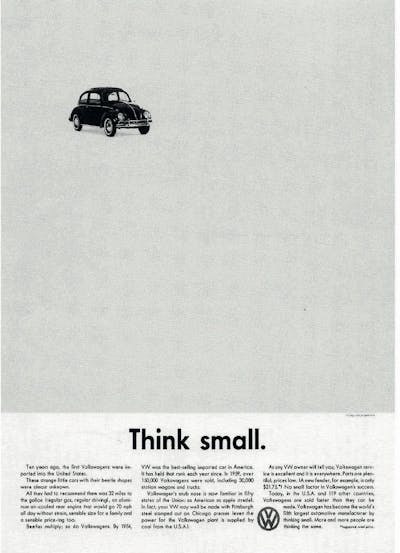 Great American print ads - 1959 VW - Think small